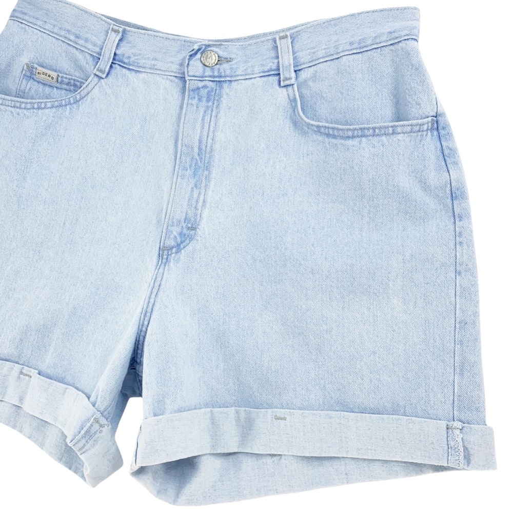 Vintage Lee Riders High Rise 100% Cotton Cuffed Light Blue Wash Jean Shorts - Picture 3 of 10